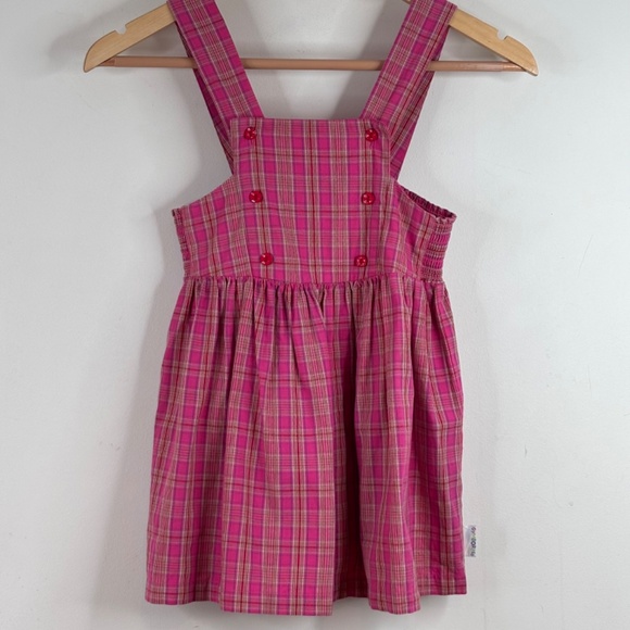 Vintage 90s Gymboree Rainbow Tag Plaid Dress 4T Pink Button School Preppy Retro - Picture 8 of 8